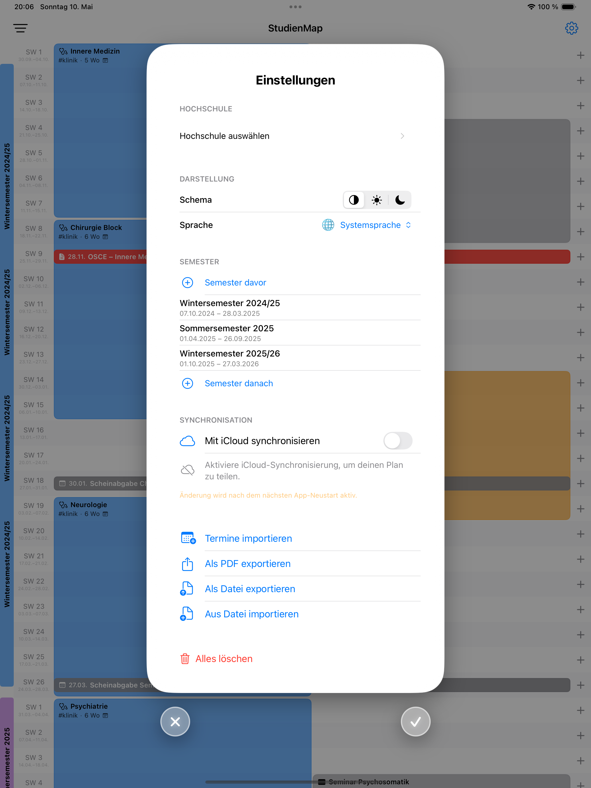 App-Einstellungen auf dem iPad